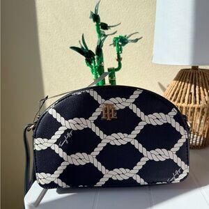 Tommy Hilfiger Navy and White Rope-Print Crossbody Bag